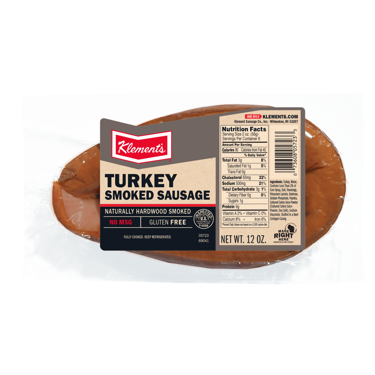 12 OZ Turkey Smoked Sausage - Klement's