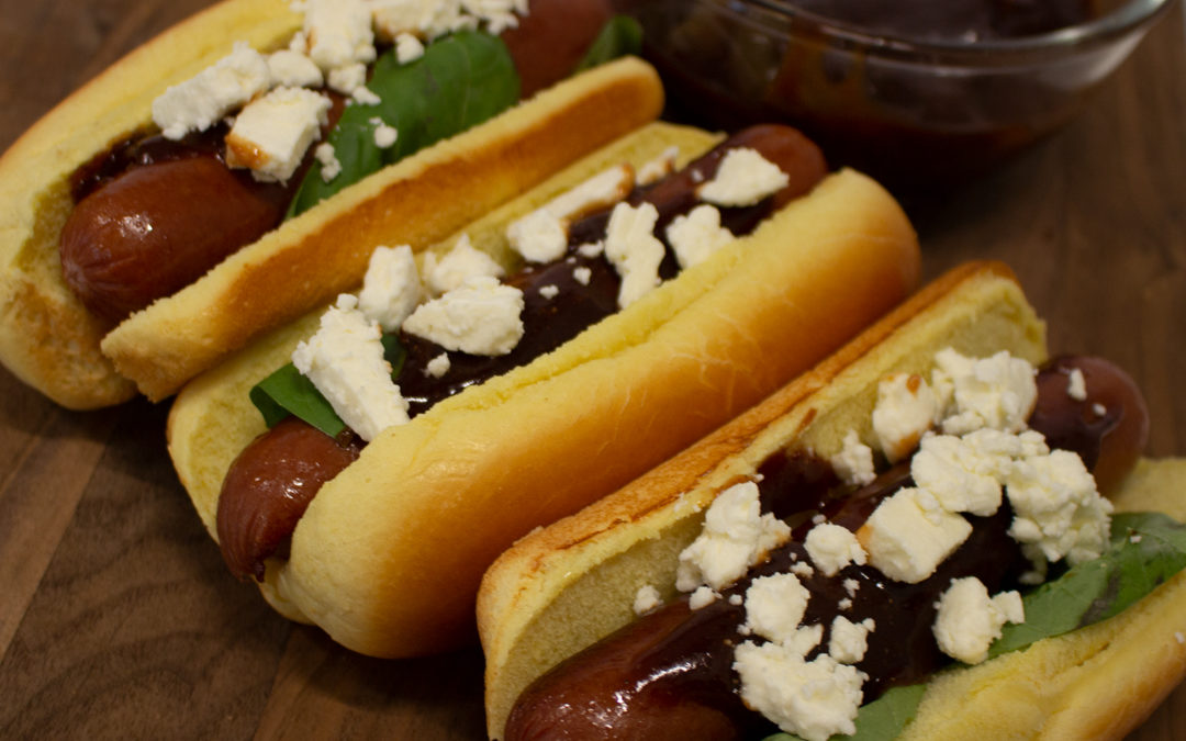 Beef Franks with Basil & Feta